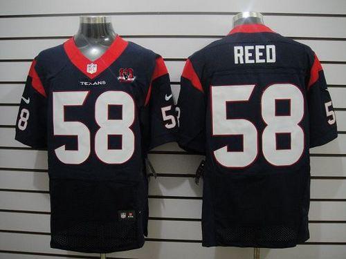 Texans #58 Brooks Reed Navy Blue Team Color With 10th Patch Men's Stitched NFL Elite Jersey