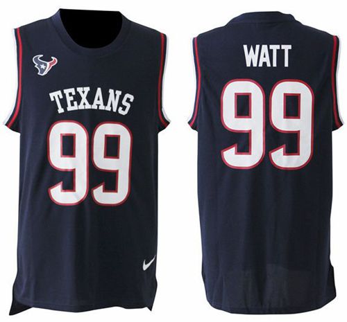  Texans #99 J.J. Watt Navy Blue Team Color Men's Stitched NFL Limited Tank Top Jersey