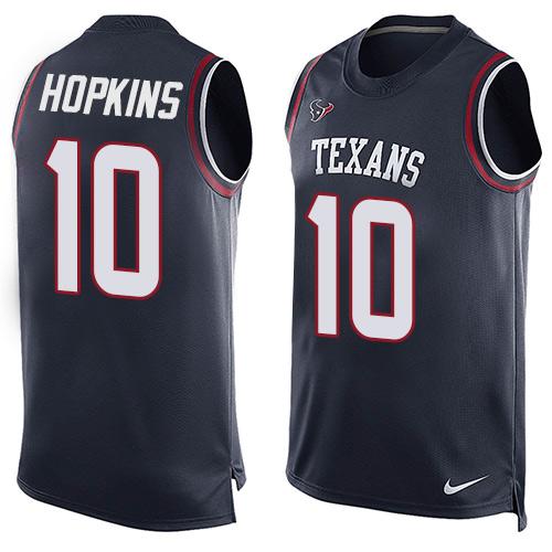  Texans #10 DeAndre Hopkins Navy Blue Team Color Men's Stitched NFL Limited Tank Top Jersey