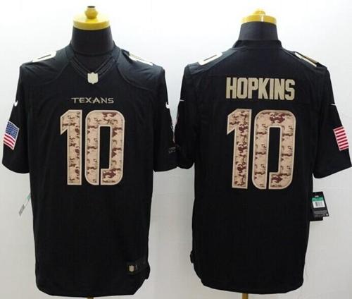  Texans #10 DeAndre Hopkins Black Men's Stitched NFL Limited Salute to Service Jersey