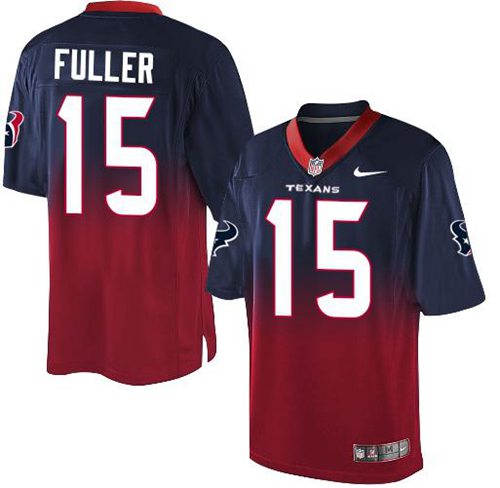  Texans #15 Will Fuller Navy Blue/Red Men's Stitched NFL Elite Fadeaway Fashion Jersey