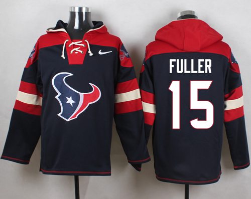  Texans #15 Will Fuller Navy Blue Player Pullover Hoodie