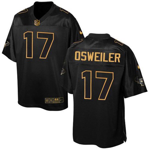  Texans #17 Brock Osweiler Black Men's Stitched NFL Elite Pro Line Gold Collection Jersey