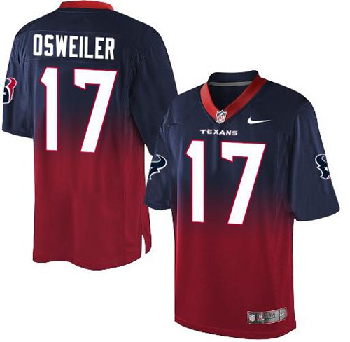  Texans #17 Brock Osweiler Navy Blue/Red Men's Stitched NFL Elite Fadeaway Fashion Jersey