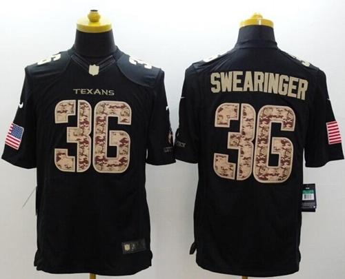  Texans #36 D.J. Swearinger Black Men's Stitched NFL Limited Salute to Service Jersey