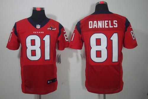  Texans #81 Owen Daniels Red Alternate With 10th Patch Men's Stitched NFL Elite Jersey