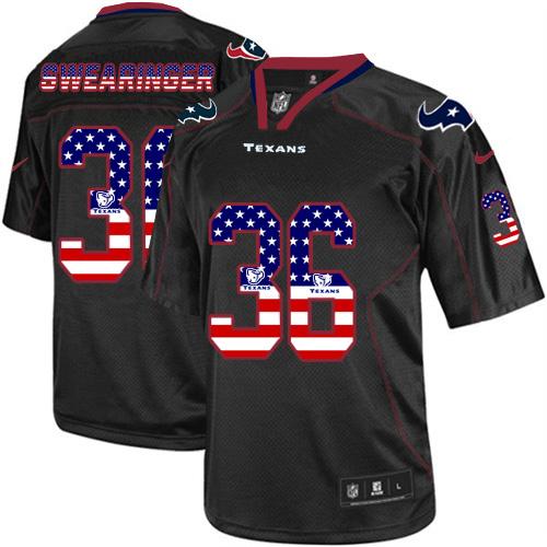  Texans #36 D.J. Swearinger Black Men's Stitched NFL Elite USA Flag Fashion Jersey