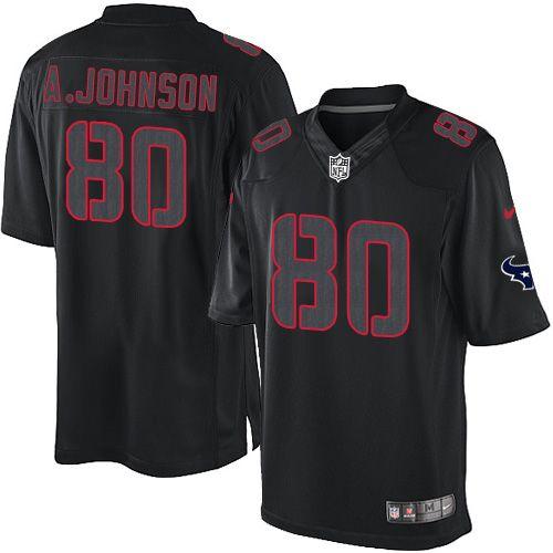  Texans #80 Andre Johnson Black Men's Stitched NFL Impact Limited Jersey