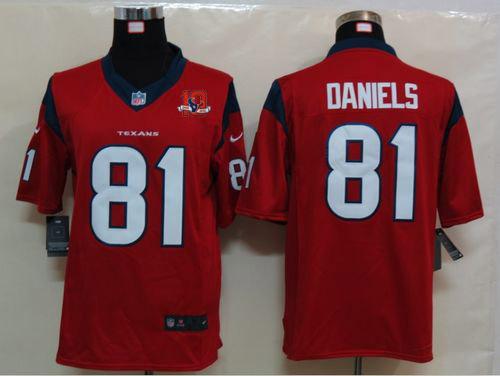  Texans #81 Owen Daniels Red Alternate With 10th Patch Men's Stitched NFL Limited Jersey