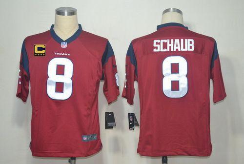  Texans #8 Matt Schaub Red Alternate With C Patch Men's Stitched NFL Game Jersey