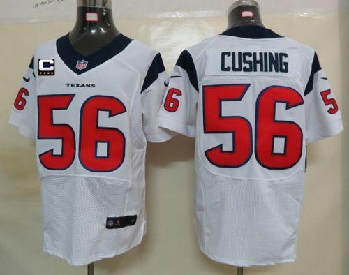  Texans #56 Brian Cushing White With C Patch Men's Stitched NFL Elite Jersey