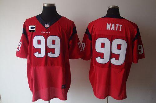  Texans #99 J.J. Watt Red Alternate With C Patch Men's Stitched NFL Elite Jersey