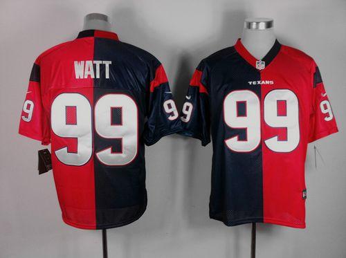  Texans #99 J.J. Watt Navy Blue/Red Men's Stitched NFL Elite Split Jersey