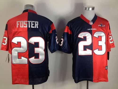  Texans #23 Arian Foster Navy Blue/Red With 10th Patch Men's Stitched NFL Elite Split Jersey