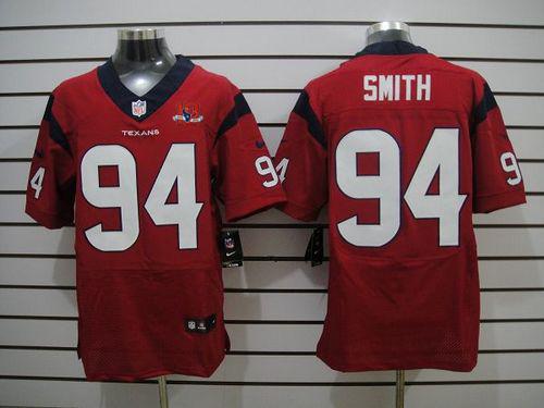  Texans #94 Antonio Smith Red Alternate With 10th Patch Men's Stitched NFL Elite Jersey