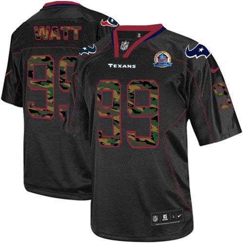  Texans #99 J.J. Watt Black With Hall of Fame 50th Patch Men's Stitched NFL Elite Camo Fashion Jersey
