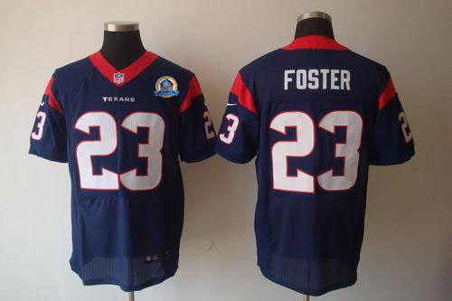  Texans #23 Arian Foster Navy Blue Team Color With Hall of Fame 50th Patch Men's Stitched NFL Elite Jersey