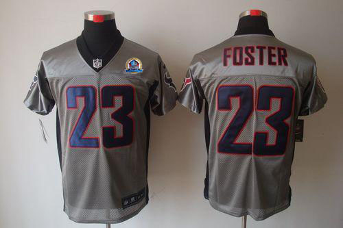  Texans #23 Arian Foster Grey Shadow With Hall of Fame 50th Patch Men's Stitched NFL Elite Jersey