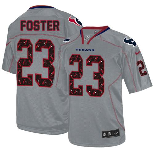  Texans #23 Arian Foster New Lights Out Grey Men's Stitched NFL Elite Jersey