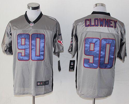  Texans #90 Jadeveon Clowney Grey Shadow Men's Stitched NFL Elite Jersey