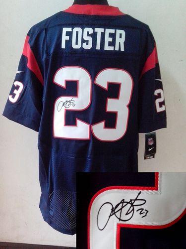  Texans #23 Arian Foster Navy Blue Team Color Men's Stitched NFL Elite Autographed Jersey