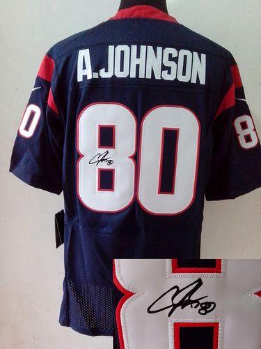  Texans #80 Andre Johnson Navy Blue Team Color Men's Stitched NFL Elite Autographed Jersey