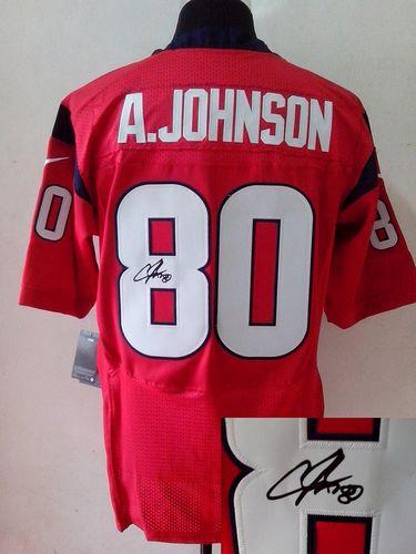  Texans #80 Andre Johnson Red Alternate Men's Stitched NFL Elite Autographed Jersey