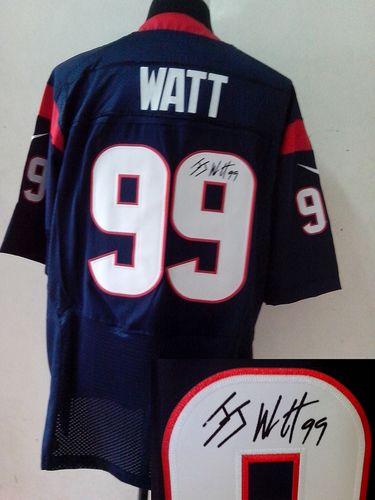  Texans #99 J.J. Watt Navy Blue Team Color Men's Stitched NFL Elite Autographed Jersey