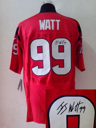  Texans #99 J.J. Watt Red Alternate Men's Stitched NFL Elite Autographed Jersey