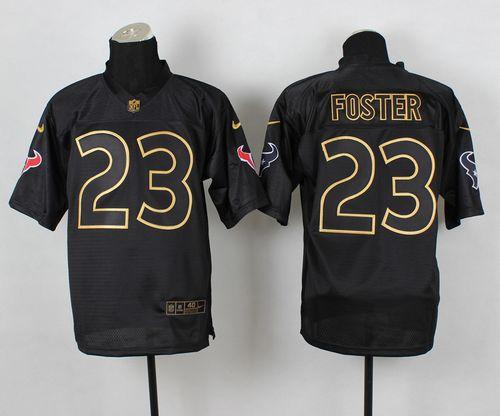  Texans #23 Arian Foster Black Gold No. Fashion Men's Stitched NFL Elite Jersey