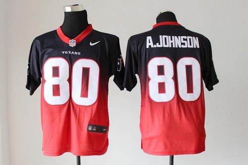  Texans #80 Andre Johnson Navy Blue/Red Men's Stitched NFL Elite Fadeaway Fashion Jersey