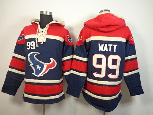  Texans #99 J.J. Watt Blue Sawyer Hooded Sweatshirt NFL Hoodie