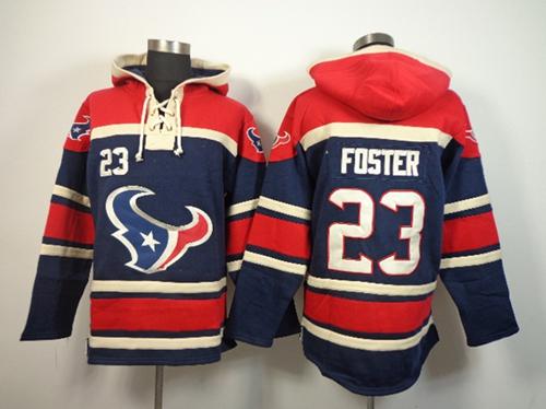  Texans #23 Arian Foster Blue Sawyer Hooded Sweatshirt NFL Hoodie