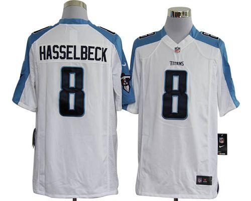  Titans #8 Matt Hasselbeck White Men's Stitched NFL Game Jersey