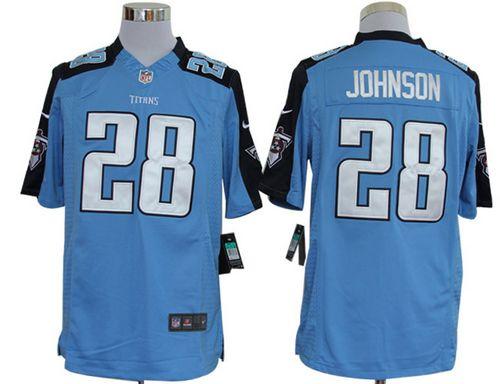  Titans #28 Chris Johnson Light Blue Team Color Men's Stitched NFL Limited Jersey