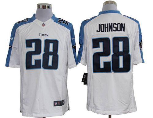  Titans #28 Chris Johnson White Men's Stitched NFL Limited Jersey