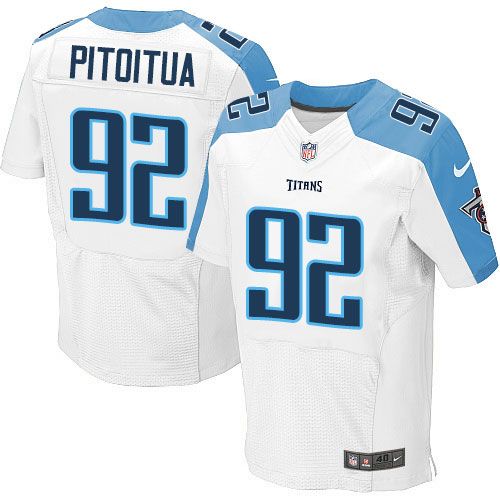  Titans #92 Ropati Pitoitua White Men's Stitched NFL Elite Jersey
