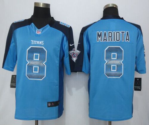  Titans #8 Marcus Mariota Light Blue Team Color Men's Stitched NFL Limited Strobe Jersey