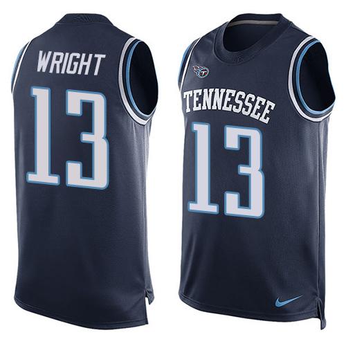  Titans #13 Kendall Wright Navy Blue Alternate Men's Stitched NFL Limited Tank Top Jersey