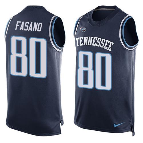  Titans #80 Anthony Fasano Navy Blue Alternate Men's Stitched NFL Limited Tank Top Jersey