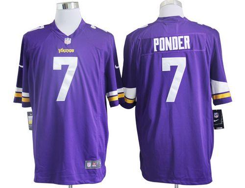  Vikings #7 Christian Ponder Purple Team Color Men's Stitched NFL Game Jersey