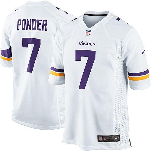  Vikings #7 Christian Ponder White Men's Stitched NFL Game Jersey