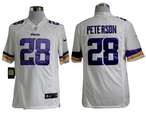  Vikings #28 Adrian Peterson White Men's Stitched NFL Game Jersey