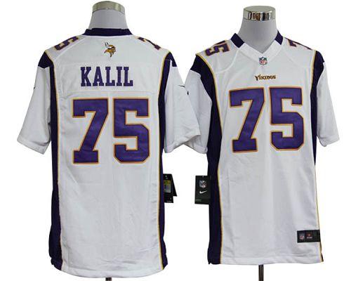  Vikings #75 Matt Kalil White Men's Stitched NFL Game Jersey