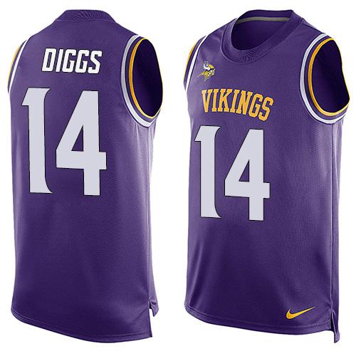  Vikings #14 Stefon Diggs Purple Team Color Men's Stitched NFL Limited Tank Top Jersey