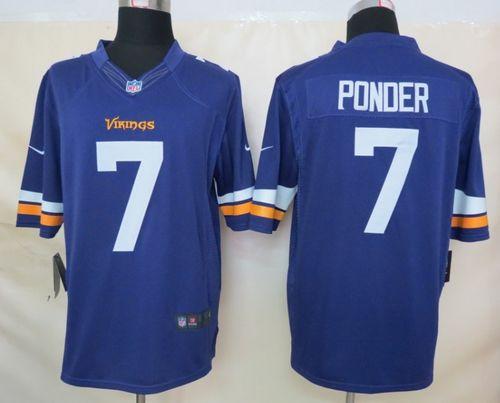  Vikings #7 Christian Ponder Purple Team Color Men's Stitched NFL Limited Jersey