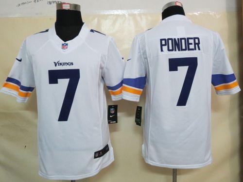  Vikings #7 Christian Ponder White Men's Stitched NFL Limited Jersey