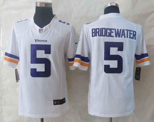  Vikings #5 Teddy Bridgewater White Men's Stitched NFL Limited Jersey