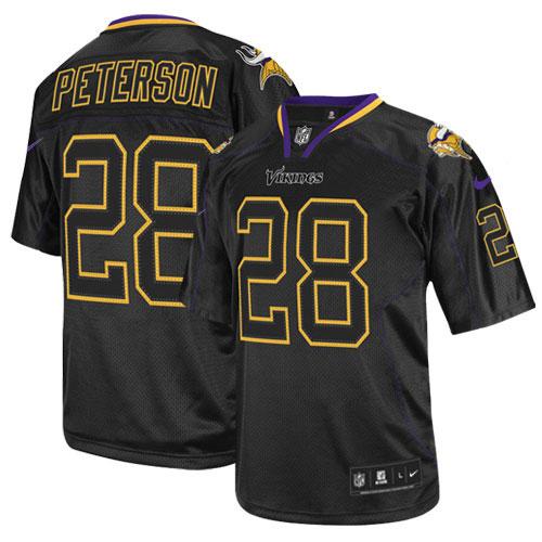  Vikings #28 Adrian Peterson Lights Out Black Men's Stitched NFL Elite Jersey