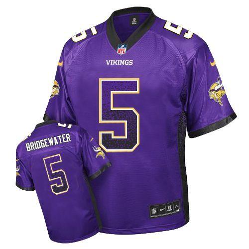  Vikings #5 Teddy Bridgewater Purple Team Color Men's Stitched NFL Elite Drift Fashion Jersey